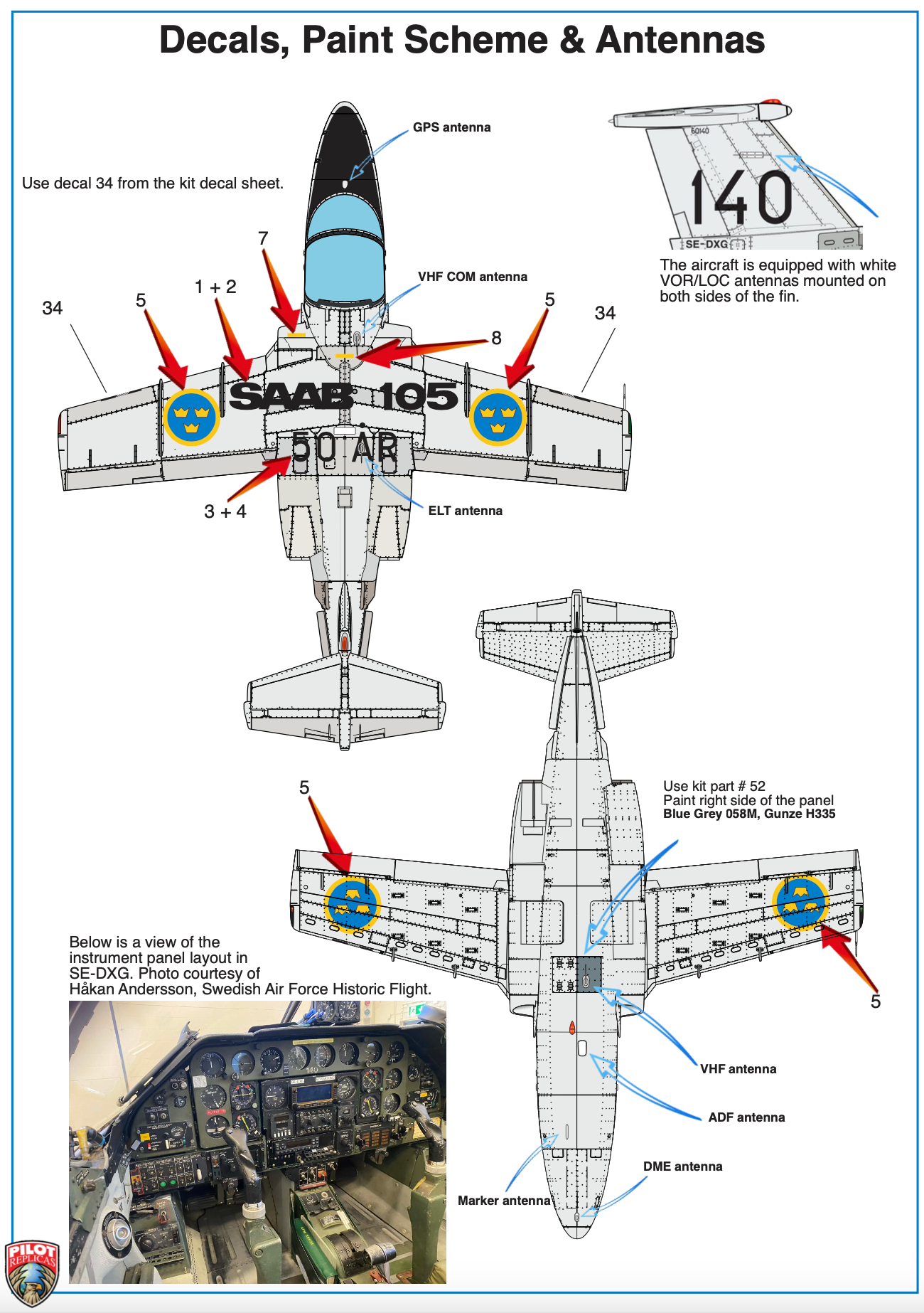 SAAB SK60 E - SE-DXG SAAB 105 50 Years 48DM003  1/48 scale